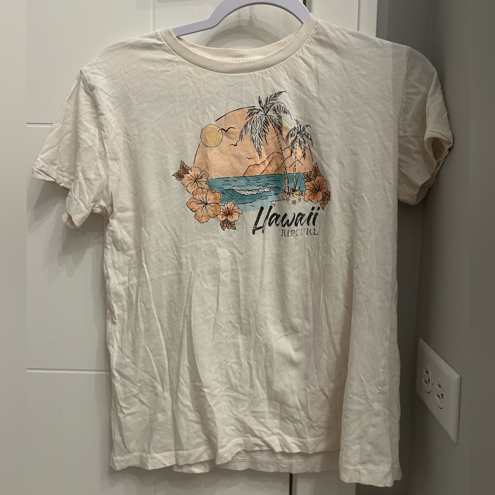 Cream color with beach design Hawaii Rip Curl T-Shirt